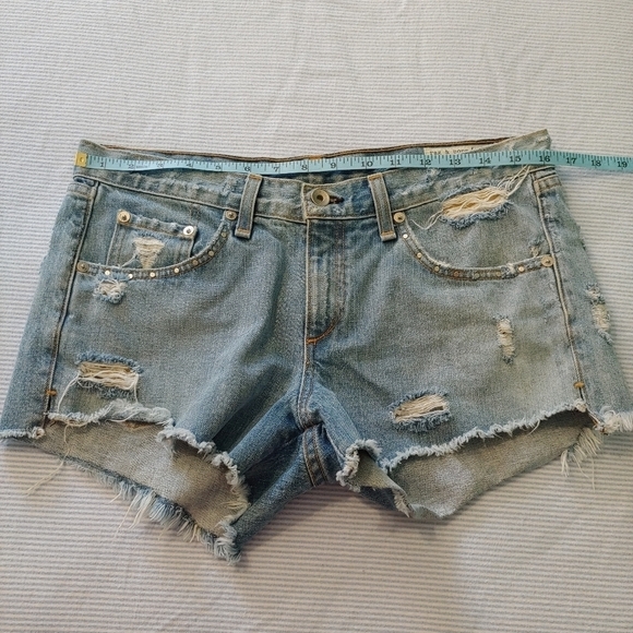 Rag and Bone Denim Shorts with Metal Studs, Sz 27 - Picture 7 of 8